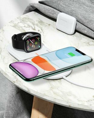 Беспроводное зарядное устройство USAMS US-CD119 2 in 1 + кабель - White