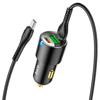Автомобільний зарядний пристрій Hoco NZ6 PD45W + кабель Type-C to Type-C - Black