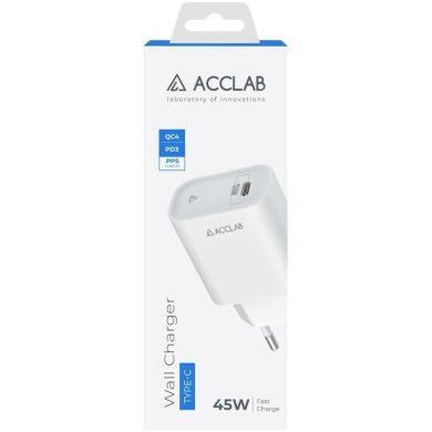 Мережевий зарядний пристрій ACCLAB&nbsp;AL-TC451 PD45W (Type-C) - White