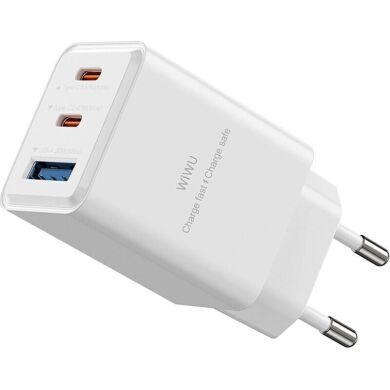 Сетевое зарядное устройство WIWU Wi-G026 GaN 67W (USB + 2Type-C) - White