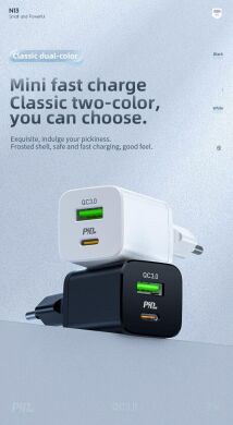 Мережевий зарядний пристрій Hoco N13 PD 30W + QC3.0 + Кабель Type - C to Type-C - Black