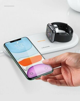 Беспроводное зарядное устройство USAMS US-CD119 2 in 1 + кабель - White