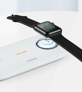 Беспроводное зарядное устройство USAMS US-CD119 2 in 1 + кабель - White