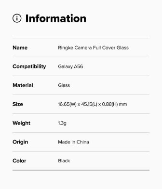 Комплект захисних стекол Ringke Camera Protector Glass для Samsung Galaxy A56 (A566) 8800293852414 - Black