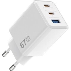 Сетевое зарядное устройство WIWU Wi-G026 GaN 67W (USB + 2Type-C) - White