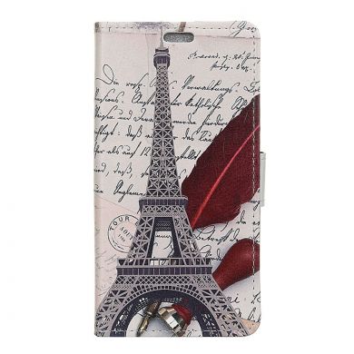 Чехол Deexe Life Style Wallet для Samsung Galaxy A7 2018 (A750) - Eiffel Tower and Quill