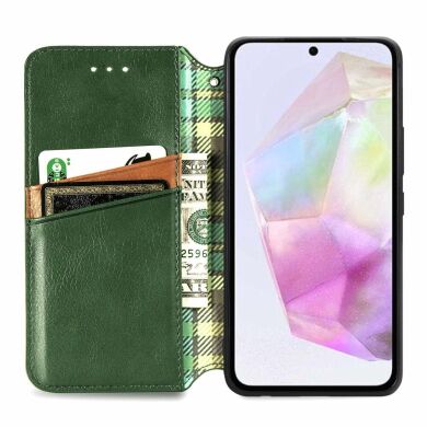 Чехол Deexe Rhombus Wallet для Samsung Galaxy A35 (A356) - Green