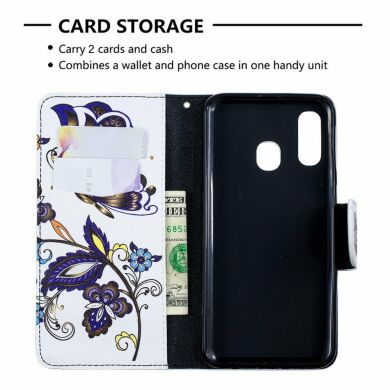 Чохол-книжка Deexe Color Wallet для Samsung Galaxy A40 (А405) - Butterfly and Flower
