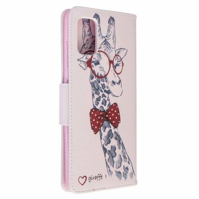 Чехол-книжка Deexe Color Wallet для Samsung Galaxy A51 (А515) - Adorable Giraffe Wearing Glasses
