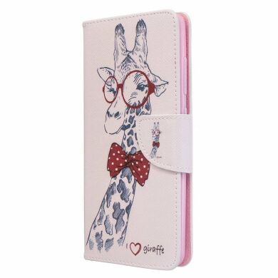 Чехол-книжка Deexe Color Wallet для Samsung Galaxy A51 (А515) - Adorable Giraffe Wearing Glasses