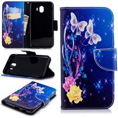 Чохол-книжка Deexe Color Wallet для Samsung Galaxy J4 2018 (J400), Butterfly in Flowers C