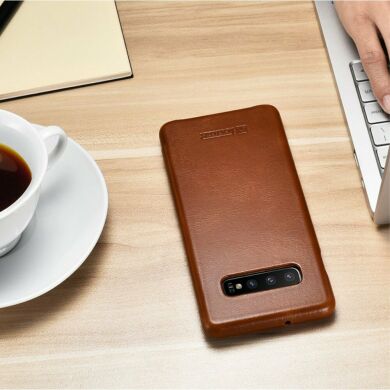 Шкіряний чохол ICARER Slim Flip для Samsung Galaxy S10 Plus (G975), Coffee
