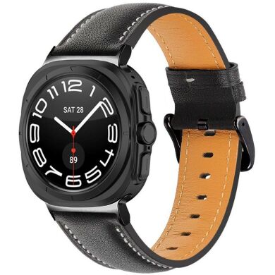 Шкіряний ремінець Deexe Genuine Leather для Samsung Galaxy Watch Ultra (47mm) / Ultra (2025) - Black