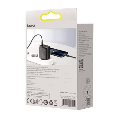 Сетевое зарядное устройство Baseus Compact Quick Charger 2USB + Type-C (30W) CCXJ-E01 - Black