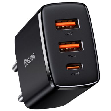 Сетевое зарядное устройство Baseus Compact Quick Charger 2USB + Type-C (30W) CCXJ-E01 - Black