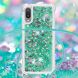 Силиконовая накладка Deexe Liquid Glitter with Strap для Samsung Galaxy A02 (A022) - Green Hearts. Фото 4 из 6