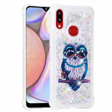 Силиконовая (TPU) накладка Deexe Fashion Glitter для Samsung Galaxy A10s (A107) - Owl