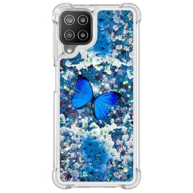 Силиконовый (TPU) чехол Deexe Fashion Glitter для Samsung Galaxy A22 (A225) / M22 (M225) - Blue Butterfly