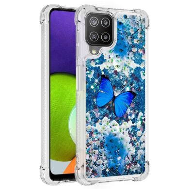 Силиконовый (TPU) чехол Deexe Fashion Glitter для Samsung Galaxy A22 (A225) / M22 (M225) - Blue Butterfly