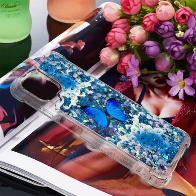 Силиконовый (TPU) чехол Deexe Fashion Glitter для Samsung Galaxy A22 (A225) / M22 (M225) - Blue Butterfly