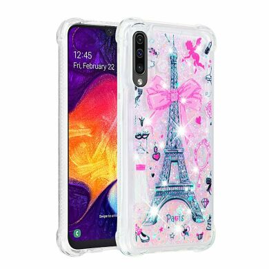 Силиконовый (TPU) чехол Deexe Fashion Glitter для Samsung Galaxy A50 (A505) / A30s (A307) / A50s (A507) - Eiffel Tower with Bowknot