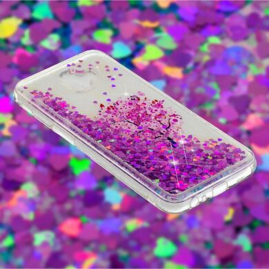 Силіконовий (TPU) чохол Deexe Liquid Glitter для Samsung Galaxy J6+ (J610) Tree with Pink Flower