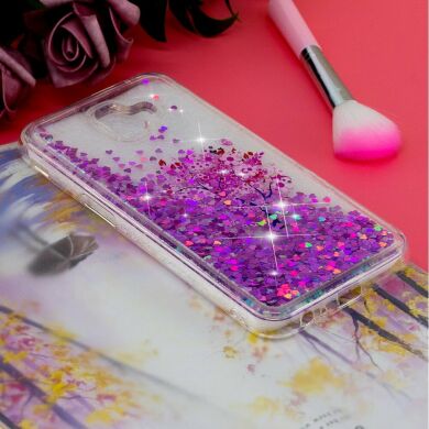 Силіконовий (TPU) чохол Deexe Liquid Glitter для Samsung Galaxy J6+ (J610) Tree with Pink Flower