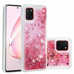 Силіконовий (TPU) чохол Deexe Liquid Glitter для Samsung Galaxy Note 10 Lite (N770) - Pink