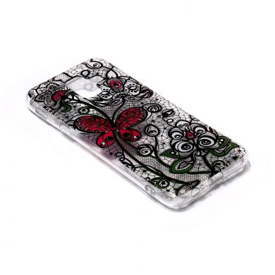 Силиконовый (TPU) чехол Deexe Pretty Glossy для Samsung Galaxy A6 2018 (A600) - Butterfly Lace Flower