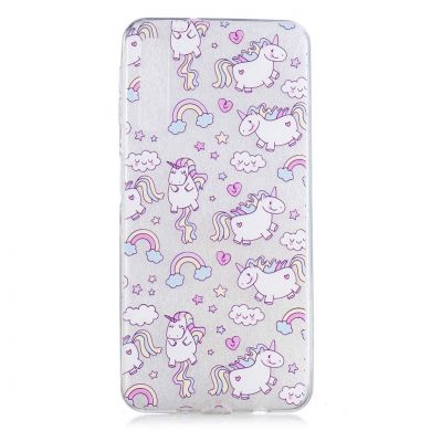 Силиконовый (TPU) чехол Deexe Pretty Glossy для Samsung Galaxy A7 2018 (A750) - Lovely Unicorns