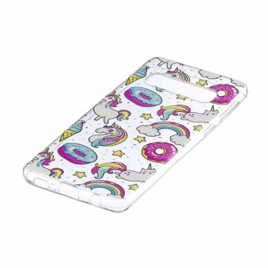 Силіконовий (TPU) чохол Deexe Pretty Glossy для Samsung Galaxy S10 (G973), Doughnut and Unicorn