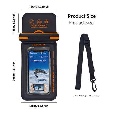 Влагозащитный чехол Deexe Aqua Shield для смартфонов диагональю до 7.5 дюймов - Black
