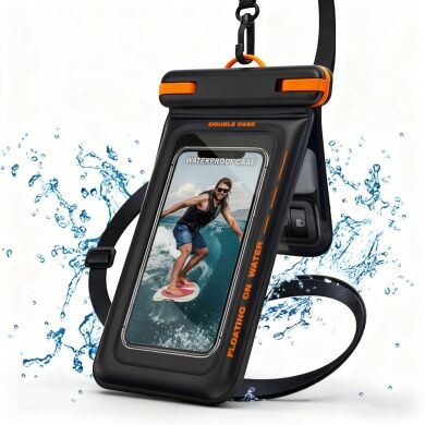 Влагозащитный чехол Deexe Aqua Shield для смартфонов диагональю до 7.5 дюймов - Black