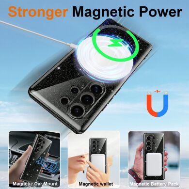 Защитный чехол Deexe Glitter Case with MagSafe для Samsung Galaxy S25 Ultra (S938) - Black