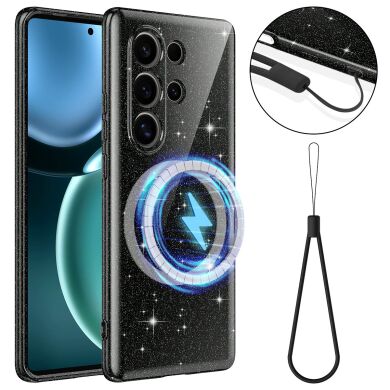 Защитный чехол Deexe Glitter Case with MagSafe для Samsung Galaxy S25 Ultra (S938) - Black