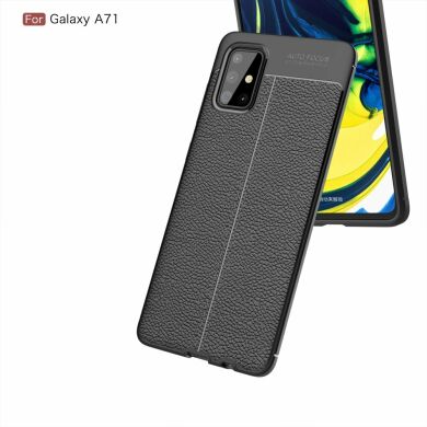 Защитный чехол Deexe Leather Cover для Samsung Galaxy A71 - Black