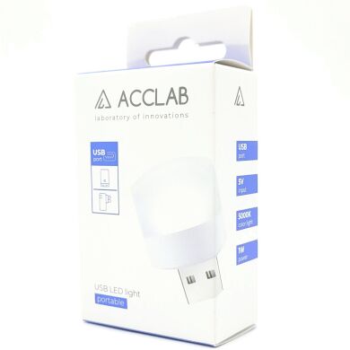 Світлодіодна лампа ACCLAB AL-LED01 (1W, 5000K)	- White