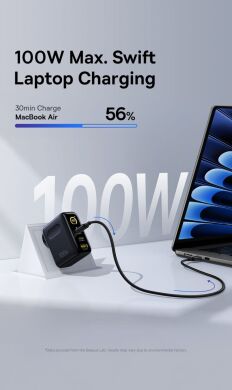 Сетевое зарядное устройство Baseus PicoGo AE21 2C+U 100W + кабель Type-C to Type-C (E0121B00) - Black