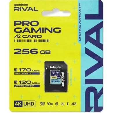 Карта памяти GOODRAM MicroSDXC Rival 256GB V30 A2 UHS I U3 R170 + адаптер (GGSM2AA-2560R12)