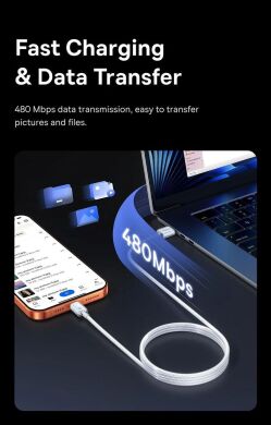 Кабель Baseus Crystal USB to Type-C 100W (1m) E04279 - Moon White