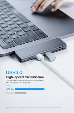 Type-C HUB Baseus Harmonica 5 in 1 (CAHUB-K0G) - Deep Grey