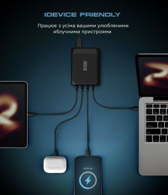 Сетевое зарядное устройство ArmorStandart Resolute Power GaN 100W (3Type-C + USB) - Black