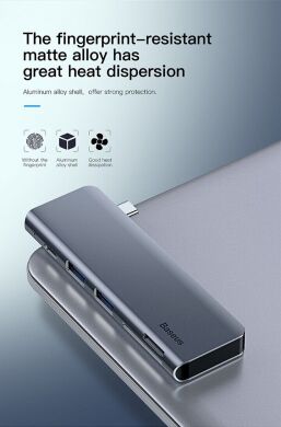 Type-C HUB Baseus Harmonica 5 in 1 (CAHUB-K0G) - Deep Grey
