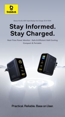 Сетевое зарядное устройство Baseus PicoGo AE21 2C+U 100W + кабель Type-C to Type-C (E0121B00) - Black