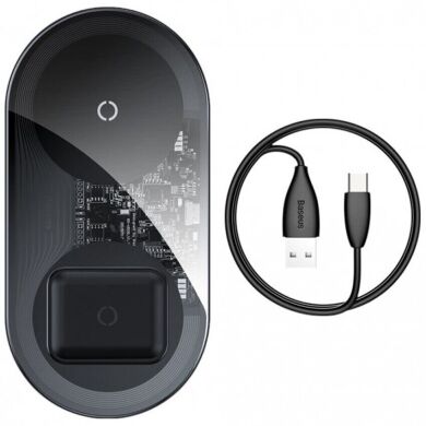 Бездротовий зарядний пристрій Baseus Simple 2 in 1 Wireless Charger (18W) WXJK-A01 - Transparent