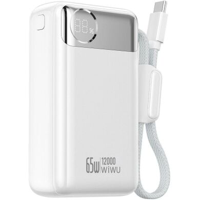 Внешний аккумулятор WiWU T132 65W (12000 mAh) + кабель Type-C - White