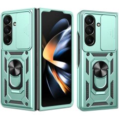 Чехол (PC+TPU) с подставкой Deexe Armor Shield (FF) для Samsung Galaxy Fold 8 Ultra - Green