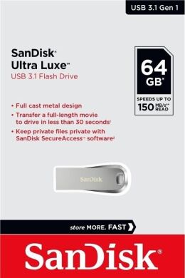 Флеш-память SanDisk Ultra Luxe 64GB USB3.1 - Silver