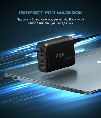 Сетевое зарядное устройство ArmorStandart Resolute Power GaN 100W (3Type-C + USB) - Black