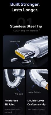 Кабель Baseus Crystal USB to Type-C 100W (1m) E04279 - Moon White